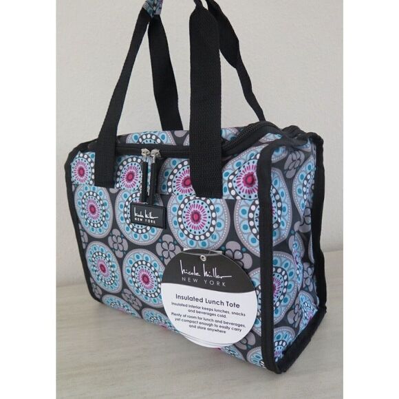 Nicole Miller New York N3550-01A Kaleidoscope Design Insulated 11" Lunch Tote - Picture 5 of 10